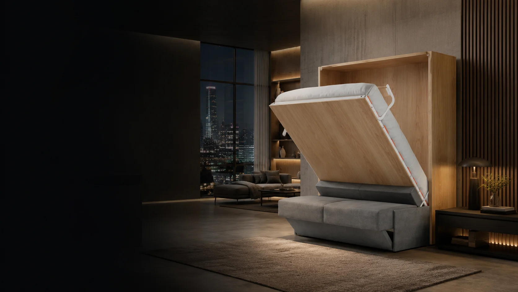 Loft moderno com cama retrátil WallBed integrada à parede
