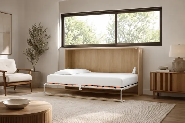 Cama retrátil horizontal Prime em quarto com janela
