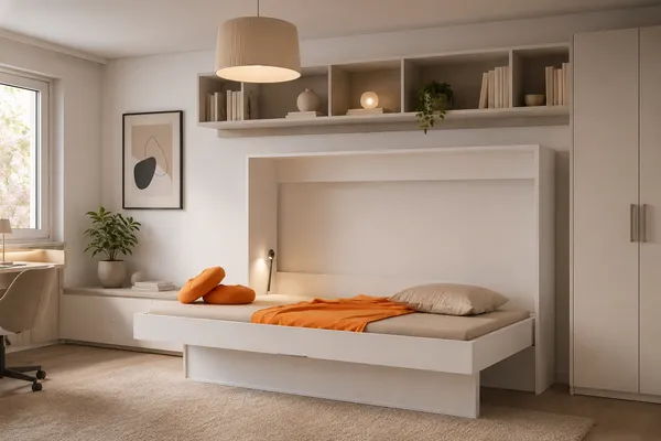 Cama retrátil horizontal Basic em quarto moderno