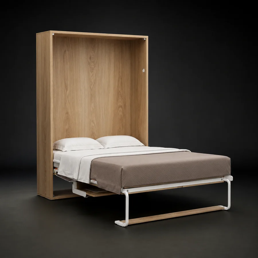 Cama retrátil WallBed Prime tamanho casal com acabamento em madeira nobre